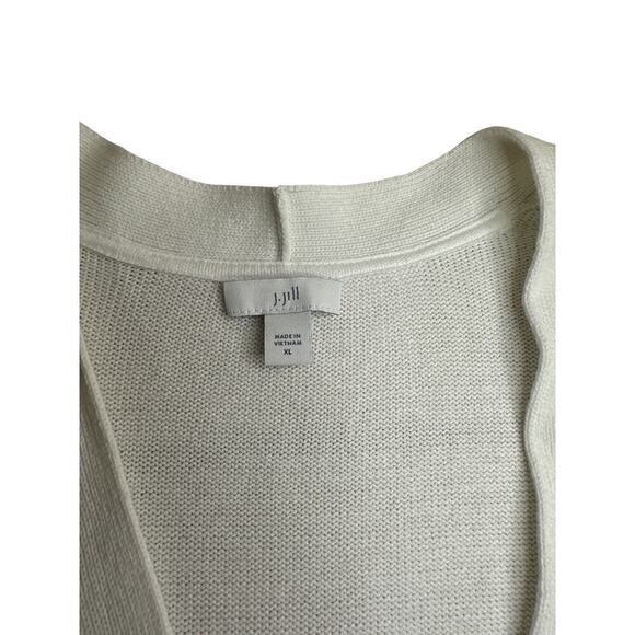 J. Jill Women's Relaxed V-Neck Pocket Button Front Cardigan Sweater Sz XL White - Picture 7 of 8